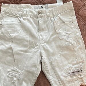 Guess White Distressed Jean shorts